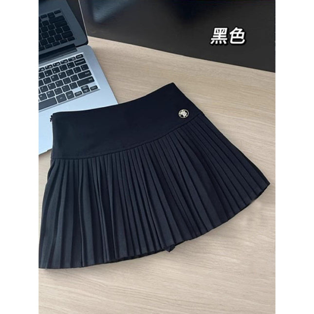 Wool Pleated Skirt Women's 2024 New Autumn and Winter High Waist Slimming All-match A- line Skirt White Skirt Organ Skirt