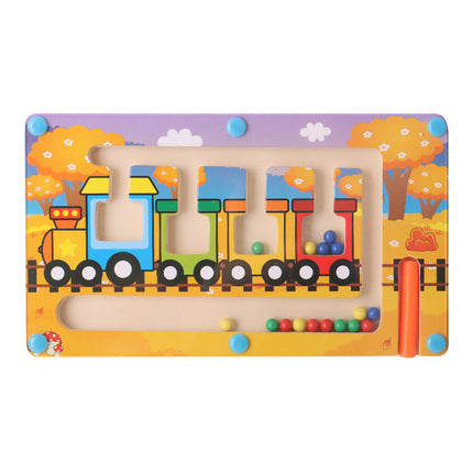 Children's Wooden Magnetic Pen Cognitive Early Education Maze Digital Color Classification Counting Board Bead-Moving Educational Toy