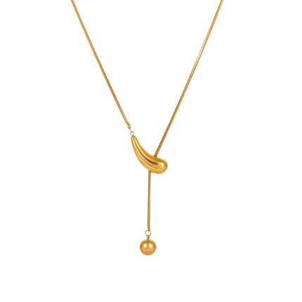 Cross-Border Titanium Steel Snake Bone Chain Non-Fading Stainless Steel Necklace Plated with 18K Gold Light Luxury Design Long Y-Shaped Chain Wholesale