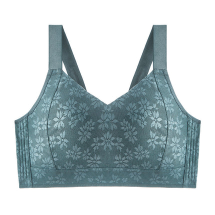 Traceless Rings-free Lace plus size Underwear Large Chest Small Anti-sagging Ultra-thin Full Cup Rabbit Ear Cup Bra