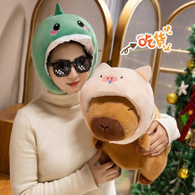 Cross-Border] Capybara Capibala Doll with Headgear Animal Backpack Plush Toy Girl Doll Rag Doll
