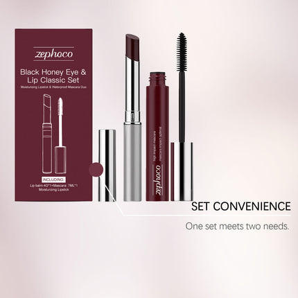 Black Honey Iconic Eye Lip Makeup Set Black Volumizing Lengthening Curling Mascara Plumping Gloss Lipstick Waterproof Makeup Set