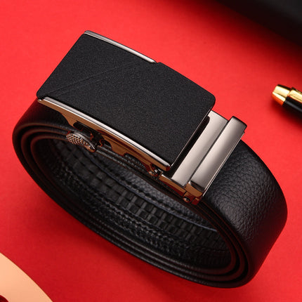 Automatic buckle belt men's business belt covered pig sausage belt versatile trendy belt one-piece delivery factory direct sales