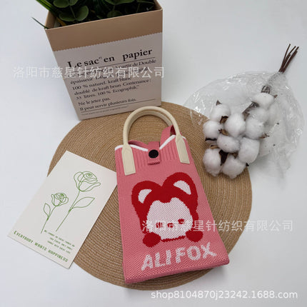Girl's Heart-Shaped Knitted Crossbody Bag