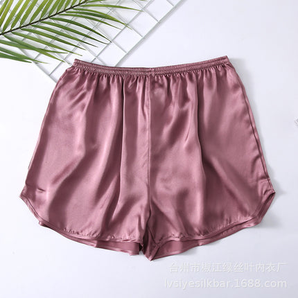 Green Silk Leaf Silk Pajamas Women's Home Shorts Silk Beach Pants Summer Casual Versatile Large Pants