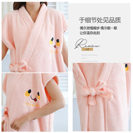 Women's bath towel can be worn and wrapped soft absorbent thick long sleeve lace-up bathrobe beauty salon home wear internet celebrity bathrobe