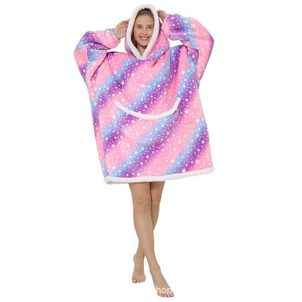 Parent-Child Composite Cold-Proof Clothing Lazy Tv Blanket Thickened Home Wear Outdoor Mid-Length Pajamas Flannel Robe