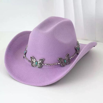 Solid Color Light Board Felt Western Cowboy Hat Outdoor Autum Hat Women's Simple French Hat Men's High-End