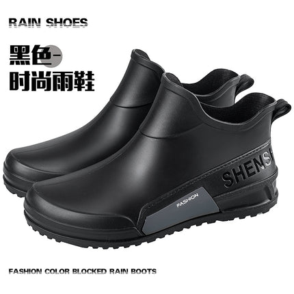 Cross-border Men and Women Couple Fashion Short Rain Shoes Non-slip Wear-resistant Waterproof Rain Boots Outdoor Camping Fishing Rubber Shoes Water Shoes