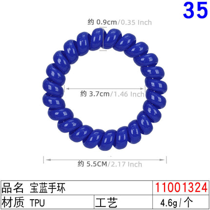 Outer Diameter 4cm Black Phone Cord Hair Tie Korean Hair Tie Hair Rope Transparent White Rubber Band Wire Coil Headwear