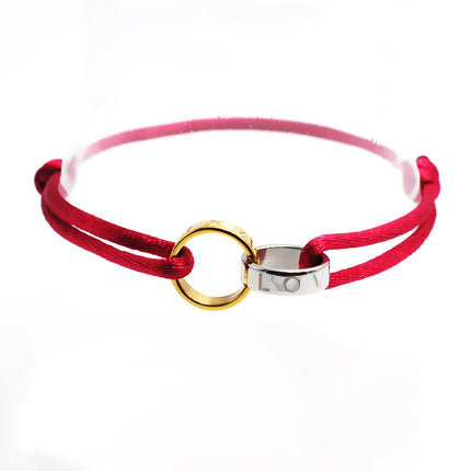 Cross-border supply Foreign Trade hand-woven couple stainless steel bracelet love double ring bracelet adjustable bracelet