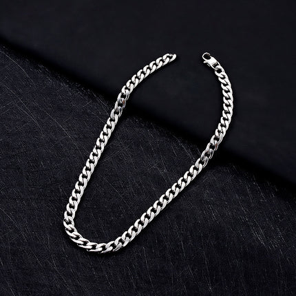European and American Versatile Basic Cuban Chain Titanium Steel Necklace German Titanium Stainless Steel Jewelry Trendy Cool Unisex Versatile Chain