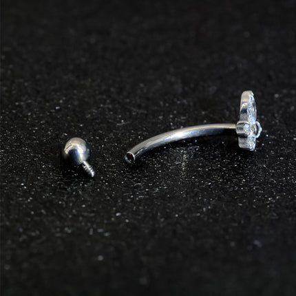 1.2mm x 11 F136 Titanium Zircon Butterfly Ear Nail Screw Ball Earring Eyebrow Nail Eyebrow Piercing Jewelry