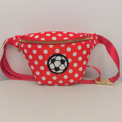New Cross-border Nylon Waterproof Red and White Wave Dot Waist Bag Outdoor Sports Women Chest Bag Portable Travel Crossbody Bag