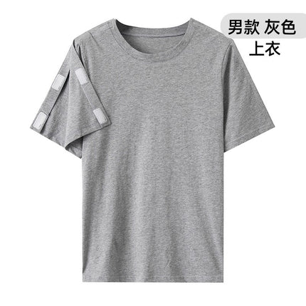 Summer patient care clothing easy to put on and take off hospital gown short sleeve cotton middle-aged and elderly medical clothing fracture clothing wholesale