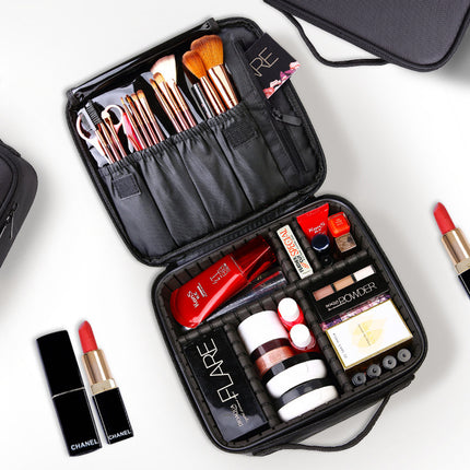Large Capacity Double Layer Convenient Cosmetic Bag Professional Makeup Laptop Cosmetic Case Simple Large Cosmetic Storage Bag