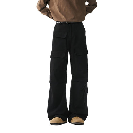 INTFEDAY American-style high street ootd small many pocket casual pants men and women neutral quality micro-work pants