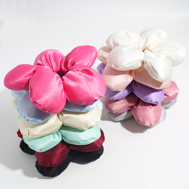 Elegant and Cute Sponge Large Intestine Ring, Fashionable Girly Hair Ring, Ponytail Hair Rope, Flower Holiday Style Hair Accessory