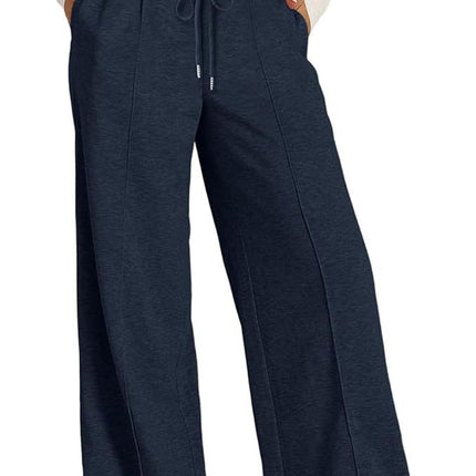 Cross-Border Export Amazon Temu2024 Spring and Summer European and American Style Pure Color Casual Wide-Leg Drawstring Elastic Waist Sweatpants