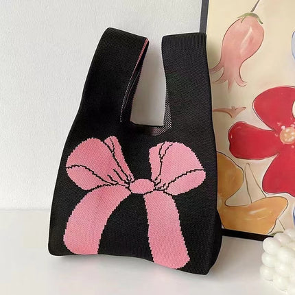 New Ins Bag Knitted Handbag Large Capacity Bucket Bag Versatile Daily Work Clothing Tote Bag Female Souvenir