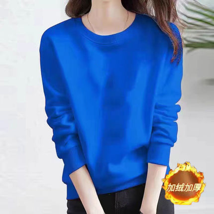 Autumn and Winter All-match Cotton Crewneck Sweater New Casual Printed Cartoon fleece-lined Thickened Base Top for Men and Women