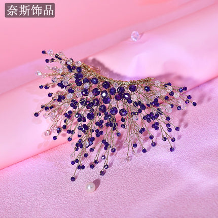 Naisa326 Colorful Crystal Wedding Dress Accessories Rhinestone Crown Wedding Bride Preparation Supplies Styling Headdress