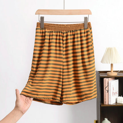Cross-Border Summer Striped Modal Shorts Women's Home Pants Japanese-Series Loose Outer-Wearing plus size Bit Cotton Home Pants