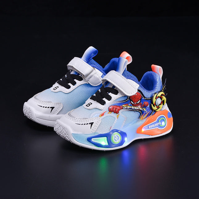 Boys' Sports Shoes 2025 Spring & Fall New Breathable Mesh Casual Led Luminous Boys' Running Student Shoes