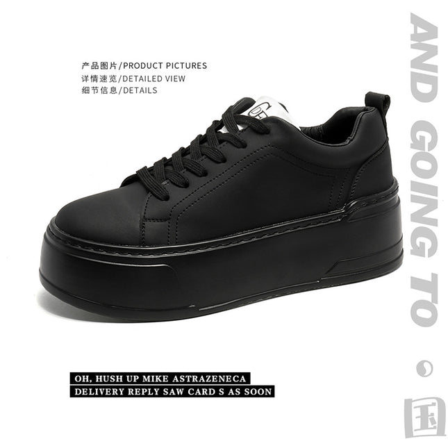 Black Men's Casual Shoes Men's New Summer Breathable Board Shoes Super Fire Thick Sole Height Increased sneaker Fashion Brand