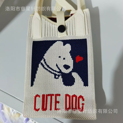 Girl's Heart-Shaped Knitted Crossbody Bag