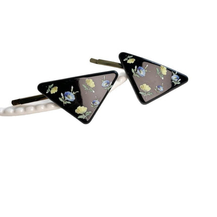 Ins Blogger Same Style Triangle Square Irregular Hairpin Spring and Summer Niche Retro All-match Flower Side Clip