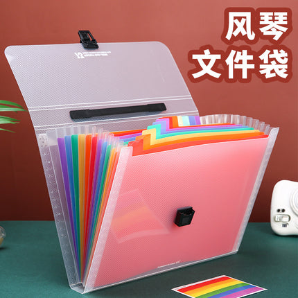 Large Capacity Organ Bag A4 Portable Organ Folder Test Paper File Storage Book Rainbow Inner Page Waterproof PP