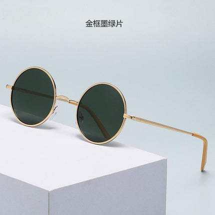 801 Hong Kong Style Small Round Mirror Retro Polarized Sunglasses for Women Prince Mirror Spring Leg Sunglasses for Men Wholesale