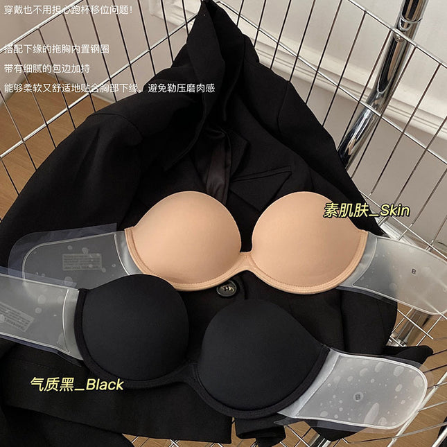 Cross-border Strapless Backless Invisible Silicone Underwear Women's Beautiful Back Seamless Non-slip Push-up Bra Wedding Dress Chest Sticker