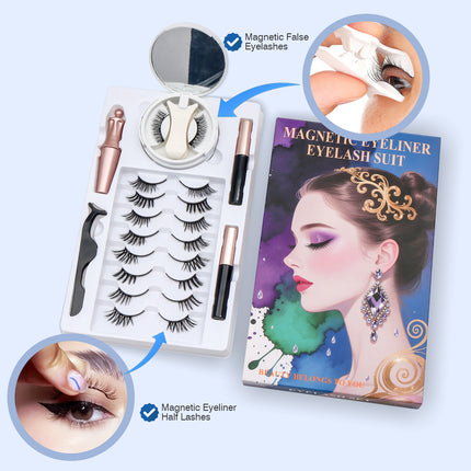 Wholesale magnetic eyeliner false eyelashes magnet false eyelashes 3D three-dimensional net red magnetic false eyelashes 3 pairs of suit