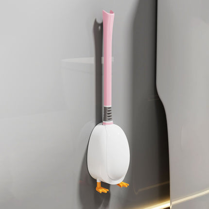 [Patented Authentic] New Diving Cartoon Duck Silicone Toilet Brush Home with Base Cleaning Set Bathroom