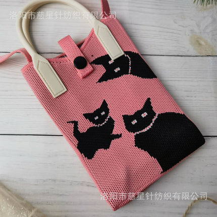 Girl's Heart-Shaped Knitted Crossbody Bag