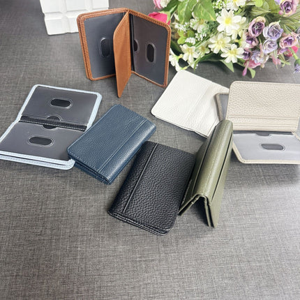 Cross-Border Foreign Trade New Genuine Leather Multi-Ring Binder Mirror Window Small Card Holder First Layer Cowhide Card Bag Document Storage Card Album Card Holder