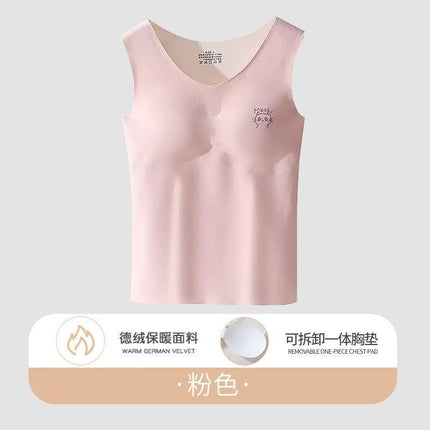 Cross-Border Foreign Trade Popular German Velvet Thermal Underwear for Students with Chest Pads, Double-Sided Brushed Girls' Cold-Proof Vest