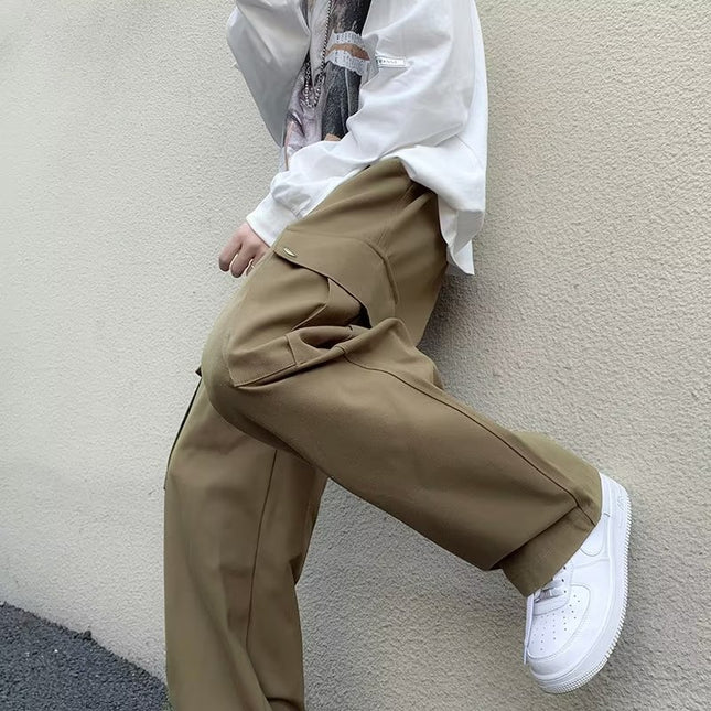 Casual Pants Men's 2022 Autumn New Handsome Loose Hong Kong Style Tooling Drawstring Teenager Leggings
