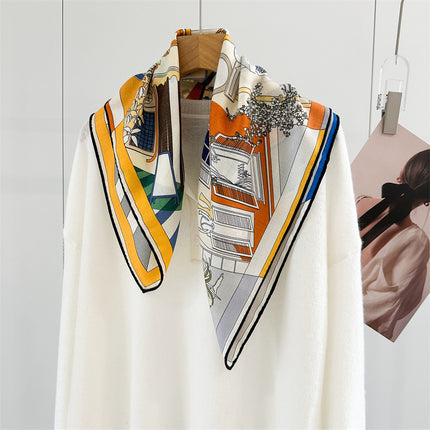 [Silk Wool 65 Square Scarf] Collection of Versatile Autumn and Winter Mulberry Silk Wool Scarves and Shawls, Double-Sided
