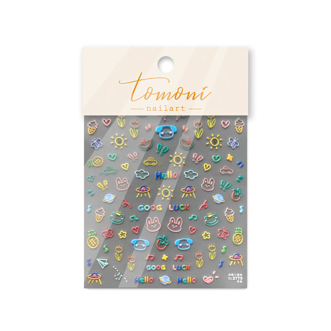 Pink Graffiti Small Drawing Board Nail Art Stickers Tomoni Embossed Popular Japanese Style Nail Stickers Cute Nail Art Accessories
