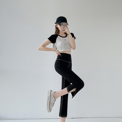 High-Waisted Slim-Fit Faux Denim Shark Pants for Women, Summer Leggings with Tummy Control and Hip Lift, Seven-Point Length
