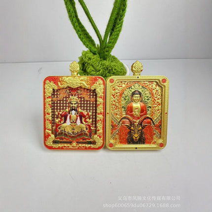 2025 New Dragon Wuye Zodiac Thangka Pendant Wuye Manjushri Double-Sided Copper Gilded Twelve Zodiac Mascot
