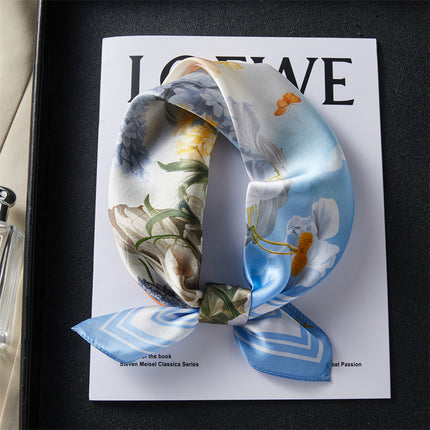 100% Silk Scarf Real Silk Premium Hangzhou Silk Small Square Scarf Spring and Autumn All-match Neck Protection Decorative Shirt Professional Scarf