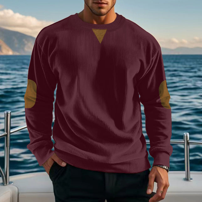 Cross-border e-commerce new products for autumn and winter European and American men's corduroy long sleeve round neck sweater men's solid color casual jacket