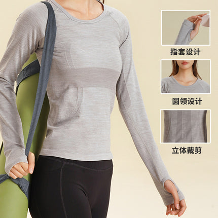 Lulu Yoga Clothing Women's Top 2025 New Tight Quick-drying Breathable Fitness Running Long-sleeved Sports T-shirt Autumn and Winter