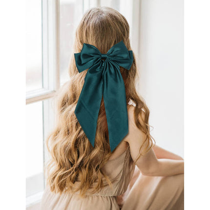 Yang Zi's Same Style Large Retro Ribbon Bow Hairpin for the Back of the Head, Super Fairy Elegant Hairpin Spring Clip Hair Accessory