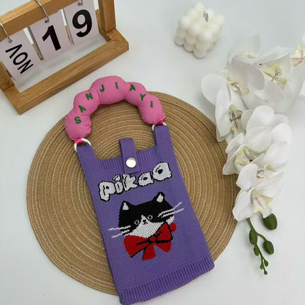 Cartoon Cute Mobile Phone Bag, Cute and Versatile Handbag, Mini Knitted Small Tote Bag, Shoulder Bag, Crossbody Handbag