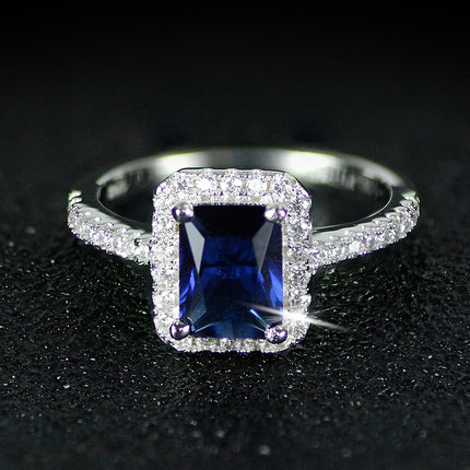 Ring Gemstone Women's Design Niche Fashion Creative Multi-Color Diamond Zircon Rectangular Shape Factory Direct Sale R1997